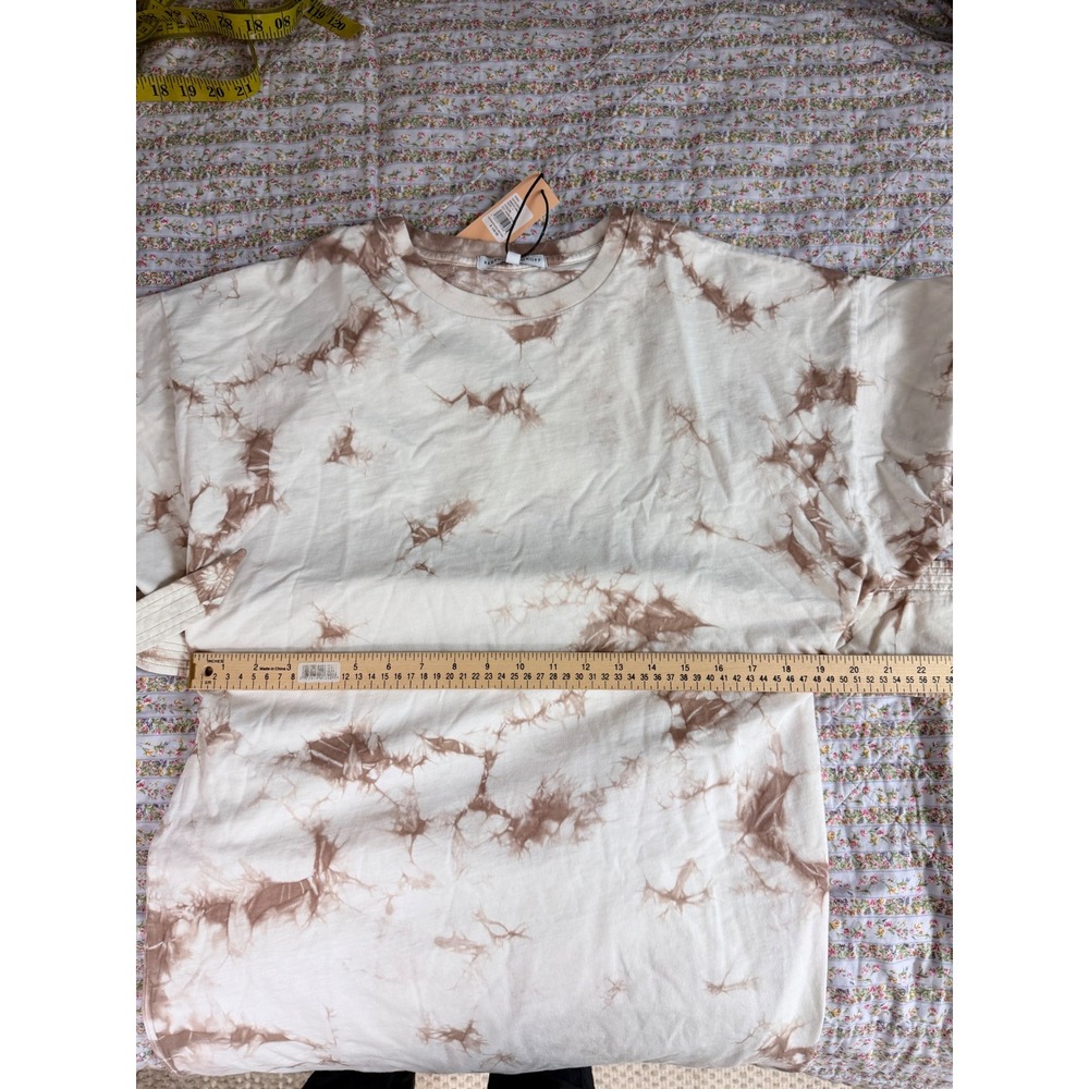 Rebecca Minkoff Marta Dress Khaki Bleach Tie Dye Cotton Belted Mini Dress Large - Picture 10 of 11
